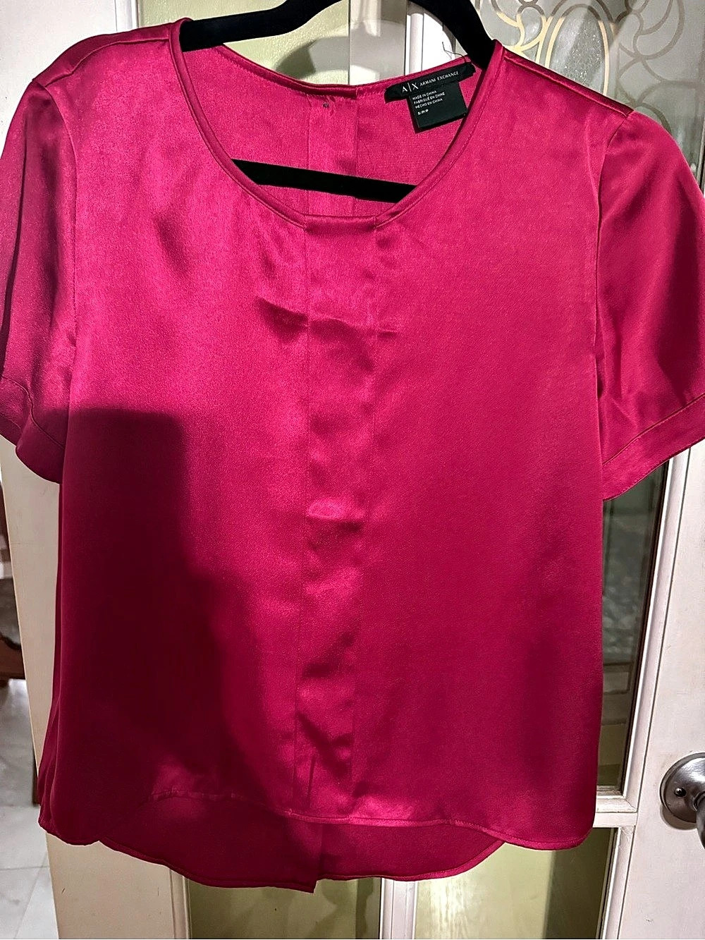 Armani Exchange Short Sleeve Blouse in Pink Size Small Like New